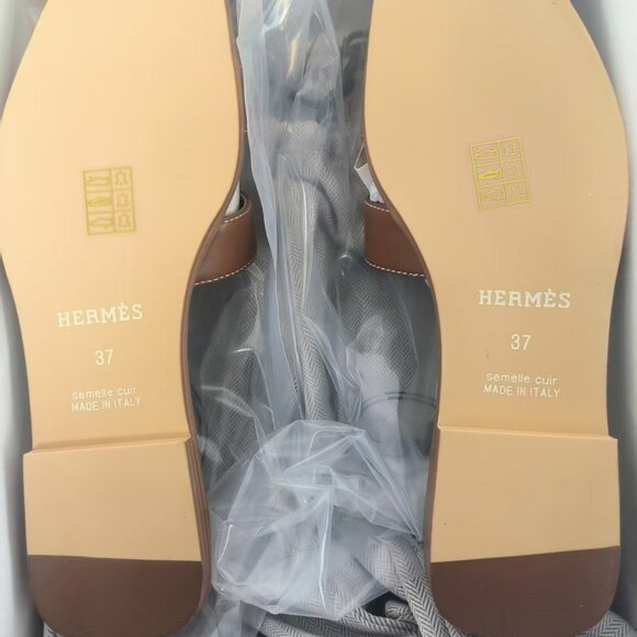 Hermes Brown Leather Slide Sandals - Picture 5 of 5